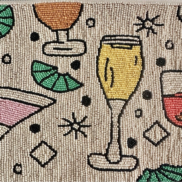 Anthropologie The Fiona Large Beaded Bag Pouch Clutch Tassel Retro Chic NWOT - Picture 3 of 8